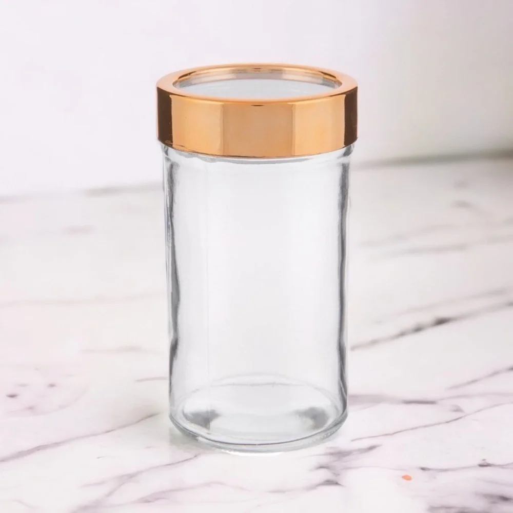 Glass Canister Jar with Copper Window Lid